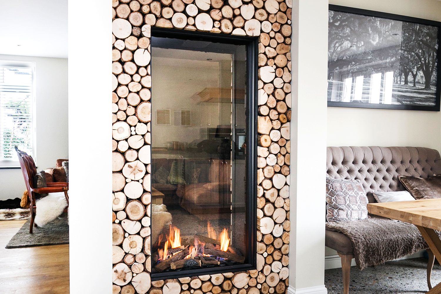 Omgebouwde doorkijkhaard door Thever.